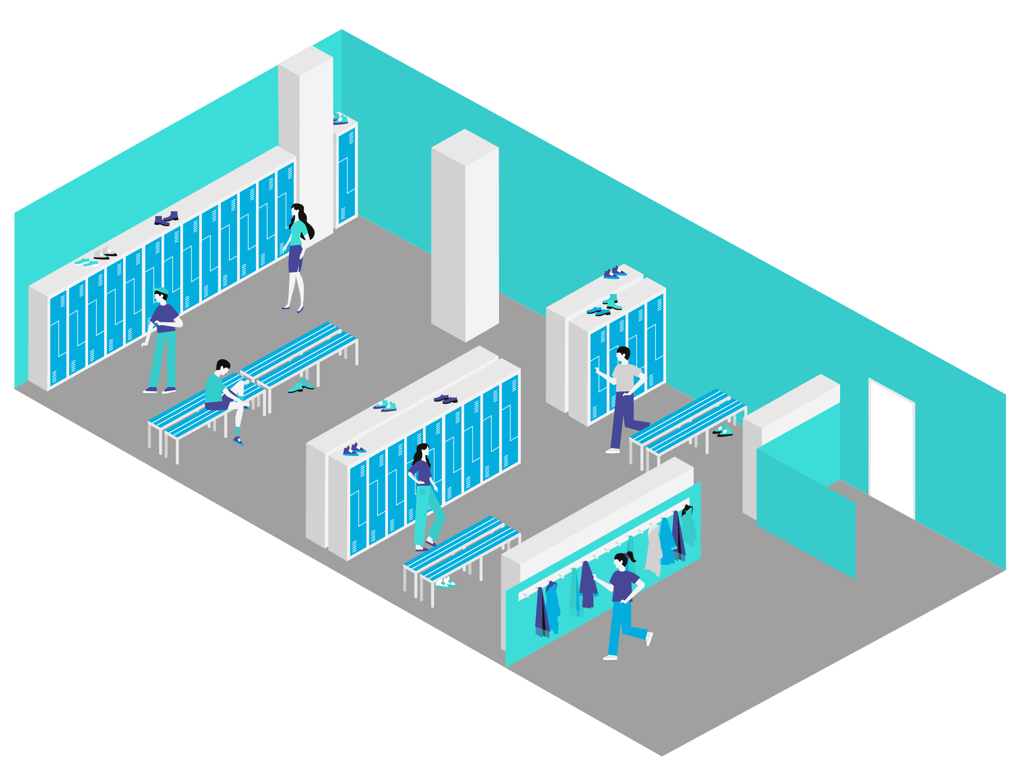 Platzbedarf Spinde Umkleide